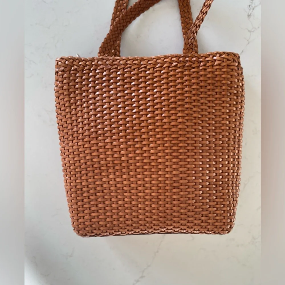 Falor le Borse Leather Woven Tote Bag Purse - Picture 4 of 16